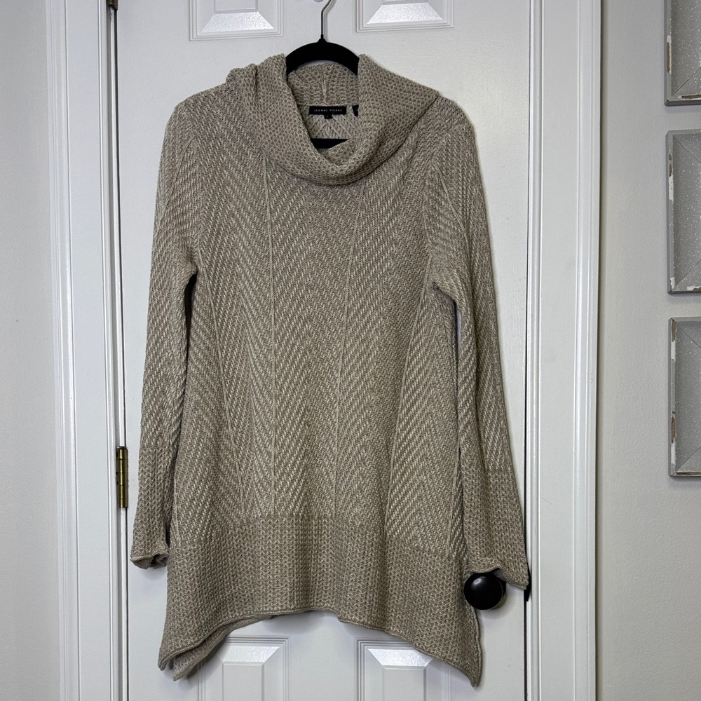 JEANNE PIERRE Taupe Cowl Neck Sweater